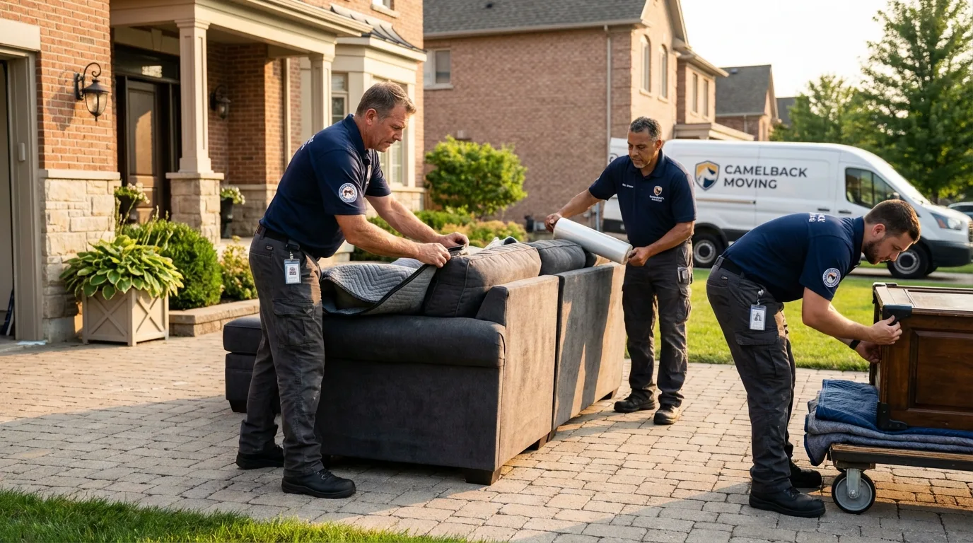 Large estate moving crew wrapping furniture in Mableton, GA